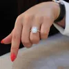 Wedding Rings Silver Color Jewelry 2 Carat Zircon Princess Ring Engagement Bague Etoile Bizuteria Anillos De For Women