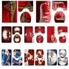 Shower Curtains Christmas Tree Printing Bathroom Waterproof Curtain Set Toilet Cover Mat Non-slip 4pcs