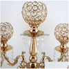 Party Decoration 76 Cm Height 5Arms Metal Gold Candelabras With Crystal Pendants Wedding Candle Holder Event Centerpiece Drop Delive Dhqqy