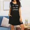 Kadınlar için Sweetwear Seksi Pijamalar Kadınlar İçin Gece Elbisesi Kısa Kollu Çizgili Nightgown Gevşek Dormir Üstler Büyük Boy Boy Leisure S-2xlwomen