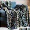 Blankets Bohemian Knitted Blanket Sofa Throw With Tassels Colorf Bedspread Nap Air Condition Nordic Home Decorative 211218 Drop Deli Dh0At