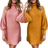 Casual Dresses for Women Spring Autumn Clothing Full Sleeve Turtleneck Mini Dress Fashion Ladies Vestido Fiesta Mujer