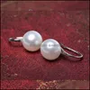 Cuelgue los pendientes de la perla de la manera de la lámpara 910Mm Cuchara de agua dulce natural oblata grande 925 Joyas de plata esterlina para las mujeres Regalo de la muchacha D Dho0A