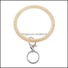 Nyckelringar Bling Ring Armband f￶r kvinnor Sile Wristlet Strap Keychain Large Circle Wrist Keyring Bangle Armband DHS Q6FZ Drop Deliv DHS7V