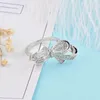 Bröllopsringar Sinleery Unique Romantic Big Bow Knot Micro Paled Crystal Silver Color Women Party Jewets Gifts JZ040 SSB