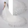 Cristallo di perline di lusso 3 metri cattedrale lunghezza veli da sposa bianco avorio pizzo applique paillettes bordo con pettine velo da sposa CPA887