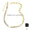 Pendanthalsband Flola Pärlad halsband för kvinnor White Keshi Pearl Half Link Chain Gold Plated Jewel Gifts NKEB507 Drop Delivery P DHLHQ