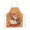 Aprons 1Pcs Kitchen Apron Cartoon Santa Claus Merry Christmas Printed Sleeveless Cotton Linen For Men Women Home Cleaning Tools