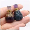 Anhänger Halsketten Charms Natürliche Fluorite pro Flasche Frauen ätherisches Öl Diffusor Stein für Jewerly Halskette Geschenk 18x34mm Tropfen Deli Dhknj