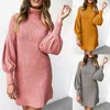 Casual Dresses for Women Spring Autumn Clothing Full Sleeve Turtleneck Mini Dress Fashion Ladies Vestido Fiesta Mujer