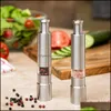 Mills Stainless Steel Grinder Thumb Push Salt Pepper Grinding Portable Manual Peppesrs Hine Spice Sauce Kitchen Tool Pab11611 Drop D Ot7V9