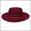 Cappelli a tesa avara Fedora in feltro per donna Uomo Fedora Flat Top Cappello da donna da uomo Donna Uomo Cappellino largo Donna Uomo Autunno Inverno Cappellini Christ Dhvkf