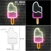 Christmas Decorations 45.1X20.3Cm Ice Cream Led Neon Sign Light Bbs For Beer Bar Bedroom Home Party Wall Decoration Lamp Gift T20090 Dhdxy