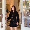 Casual Dresses Arrival Long Sleeve Shirt Dress Korean Short Skater Collar Sexy Black Women Female Vintage Tunic Party Clothes