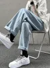 Men's Jeans 2023 Straight Leg Men Solid Fashion High Street Baggy Denim Pants Hip Hop Vintage Male Waist Casual TrousersMen's