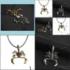 Pendant Necklaces Steampunk Necklace Men Chain Statement Gold Sier Color Alloy Scorpio Drop Delivery Jewelry Pendants Dh9Io