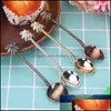 Kaffe Scoops 6st Coconut Tree Tea Spoon Glass Small Decoration Zine Alloy Gift For Bar Party Vintage Royal Style Drop Delivery Otpz3