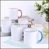 Mugs 320Ml Ceramic Blank Sublimation Mug Heat Transfer Mdf Handle Personality Diy Simple Coffee Cup 7 Colors Gift Supplies 610 V2 Dr Dhprv