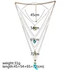 Chains Fashion Coin Blue Stone Arrow Machete Pendants Charm Vintage Bohemian Collier Femme Jewelry Multi Layer Necklace Gold-Color