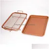 Colanders Strainers Copper Air Fryer Crisper Tray Oil Frying Basket Non Stick Mesh Grill Aluminum With Easy Grip Handles T200227 D Dhqnu