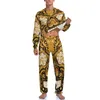 Мужская одежда для сна бронзовые стимпанк пижама мужчина сахар сахар печаль из печать из элегантный домашний костюм зимний длинное рукав 2 куски