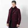 Men's Trench Coats Winter Men's Casual Wool Coat Fashion Business Medium Solid Thicken Slim Windbreaker Overcoat Jacket Male Plus Size