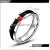 Wedding Rings Fashion Red / Blue Zircon Ring Sier Color Titanium Steel Couple Promise Engagement Romantic Lover Gift Drop Delivery Je Dhmm8