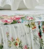 Sängkläder sätter pastoral prinsessa beige set lyxkoreansk stil blomma tryck ruffles duvet täcker säng kjol sängäcken sängkläder bomull