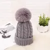 Beanies Beanie/Skull Caps faux päls pompoms stickade vinterhattar för kvinnor flickor skallies tjock fluffig boll kvinnlig mode varm hat1