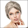 Beanie/Skull Caps 2022 Womens 100 Double Silk Slee Cap Night Sleep Er Hat For Women With Elastic Ribbon Hair Care Long Headwear Drop Dhc8I