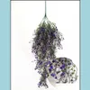 装飾的な花の花輪人工アイビーリーフハンギングガーランド植物偽の緑のシミュレーション植物ホームガーデンウェディングアーチウォールdhrqa