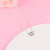 925 Sterling Silver Radiant Heart & Floating Stone Pendant Collier Necklace Fits European Pandora Style Jewelry Necklace