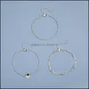 Braccialetti con ciondoli 3 pezzi 925 Sier Figaro Catene disco Europeo americano moda twist braccialetto a catena set di gioielli per donne e uomini Fattore Dhatq