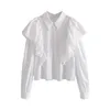 BLOSAS DE MUJERES Mujeres Camisa blanca BLUSA COLLA ROLLA Down Collar Manga larga Damas Oficina de algodón Tops casual Chemise Femme Camisas