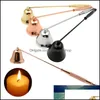 Candles Stainless Steel Smokeless Candle Wick Bell Snuffer Home Hand Put Off Tool Kit Holders Cocina Accessories Drop Delivery Garden Ot3Ej