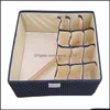 Boîtes de rangement Bacs 13 grilles sous-vêtements boîte pliable grande capacité Oxford maison placard organisateur cravates lingerie livraison directe jardin Dhium