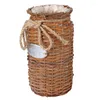 Vases Gray/White/Brown/Black Wicker High Floor Flowerpot Handmade Flower Basket Weddings Gadget Decor Vase