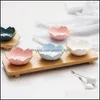 Bowls 1Pc Nordic Ceramic Seasoning Dish Dip Saucer Japanese Style Cherry Blossom Small Saucing Plate Snack Essential Oil Bowl Decor Dhfzn