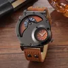 Wristwatches Mens Sports Military Watches Unique Multiple Time Zone Cool Punk Quartz Watch Men Leather Reloj Man Brown Black Rock Wristwatch