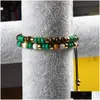 Bracelets de charme Gros bijoux de mode Arrivée 6mm Bronzite Pierre Howlite avec perles plates vertes naturelles Rame Bracelet pour cadeau Dr Dhn3D