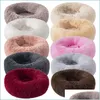 Katbedden meubels Ronde gevormd pluizige donzige hondenkitten Kitten Kitten Kitten Winter Warm Pet House Drop Delivery Home Garden Supplies DHBFP