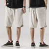 Men's Shorts Cotton Linen Casual Men's Summer Harajuku Solid Color Bermuda For Men