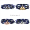 Pulseiras de charme com miçangas para homens mulheres 8mm de tigre azul olho natural pulseira elástica de pulseira de jóias de moda m481a f dr dhkha