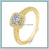 With Side Stones Ailmay Dazzling Sparkling Engagement Finger Rings Authentic Clear Zircon Fine Female Fashion Jewelry Sier Ring Drop Dh9Aj