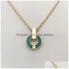 Pendentif Colliers Coeur Diamant Collier Or Mode Naturel Malachite Lettre Avec Diamants Femmes Bijoux Cadeaux Pour Les Couples Drop D Dh0Mi