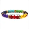 Charm Armbänder 7 Chakra Naturstein Armband 8mm Yoga Perlen Handgemachte Hand Saiten Armreif Für Frauen Männer Modeschmuck DHS G115S Dhkwk