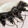 Colares de pingentes de colar de gema de renda preta para mulheres góticas de punk gótico Classic Fashion Collar Vintage Cheker Dress False