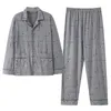 Męska odzież snu Mężczyźni Pajama Zestaw Pełny bawełniany wiosna druk długiego rękawu Pajama Suit Autumn Nightwear Pijama Mężczyzna dwupoziomowy 4xl