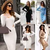 Casual Dresses Women Sweater Dress Sexy Midi Fashion Knitted Long Sleeve Vintage Simple Robe Oversized Vestidos Female Woman