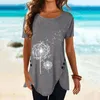 Camisetas para mujer, camisetas a la moda 2023 de talla grande, camisetas informales con cuello redondo para mujer, túnica holgada con estampado Floral para mujer